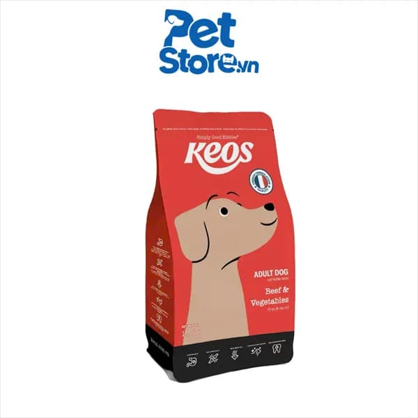 Hạt Cho Cún Keos Adult - Cún Trưởng Thành Vị Bò & Rau Củ 400g