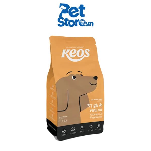 Hạt Cho Cún Keos Adult - Cún Trưởng Thành Vị Gà & Rau Củ 400g