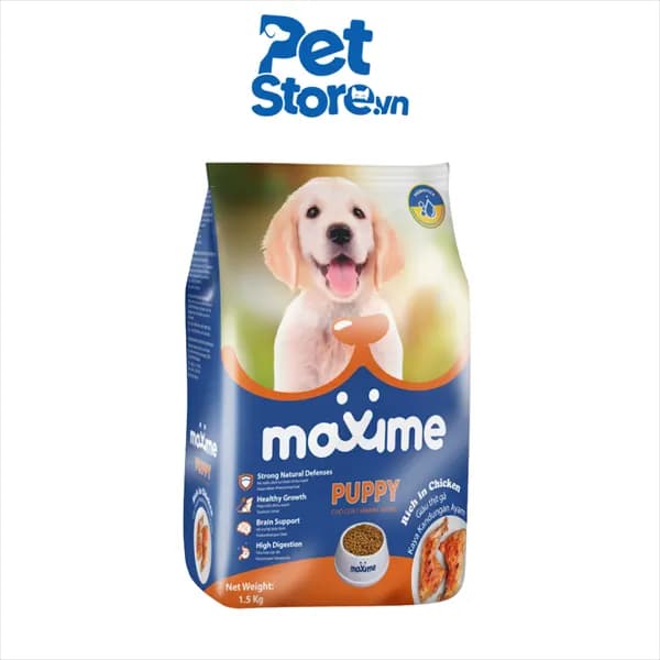 Hạt Cho Cún Maxime Puppy Beef Chicken Liver & Milk - Cún Con Vị Thịt Bò, Gan, Gà & Sữa 1.5kg