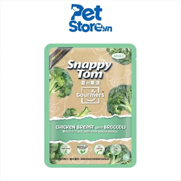 Pate Cho Mèo Snappy Tom - Ức gà & Bông cải xanh 70g