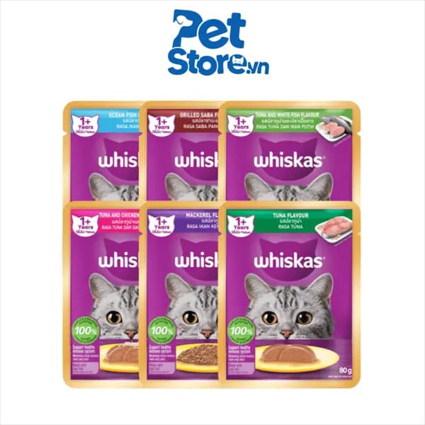 Pate Cho Mèo Whiskas - Vị Cá Hồi & Gà 80g
