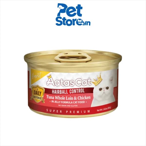 Pate Mèo Aatas Daily - Tiêu Búi Lông Vị Cá Ngừ & Gà 80g