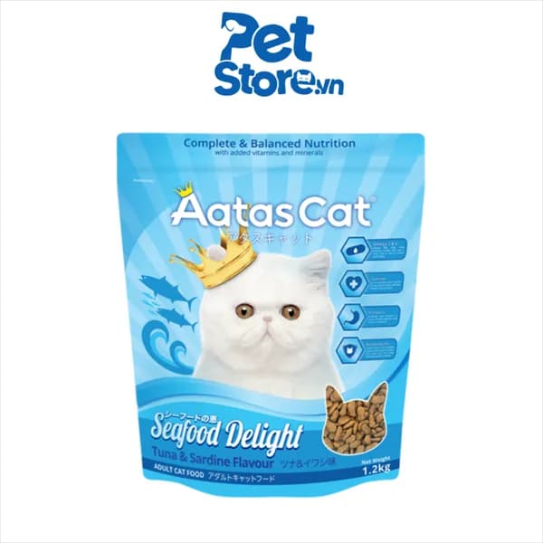 Thức Ăn Hạt Cho Mèo AAtas Gourmet Delight - Vị Cá Mòi & Cá Ngừ