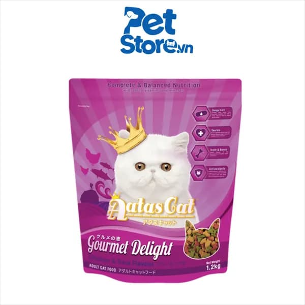 Thức Ăn Hạt Cho Mèo AAtas Gourmet Delight - Vị Cá Ngừ & Gà 1.2kg