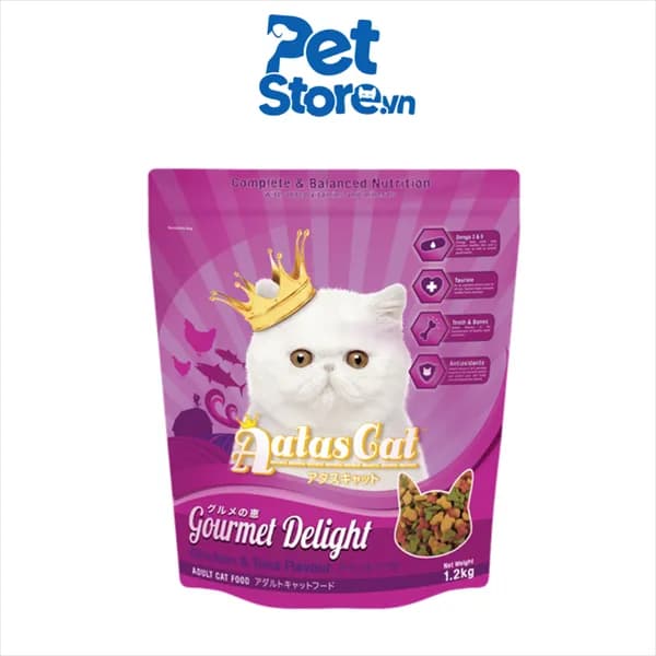 Thức Ăn Hạt Cho Mèo AAtas Gourmet Delight - Vị Cá Ngừ & Gà 1.2kg