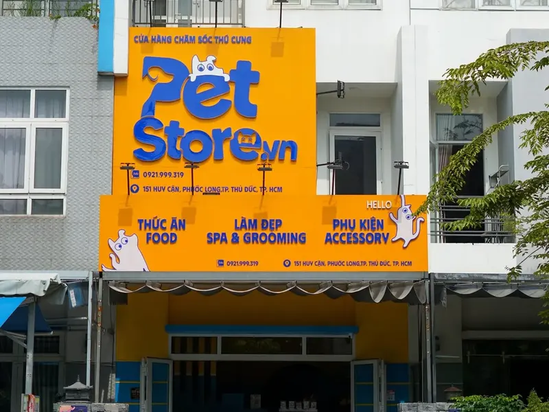 Mặt tiền PetStore.vn 151 Huy Cận, Phước Long, Quận 9